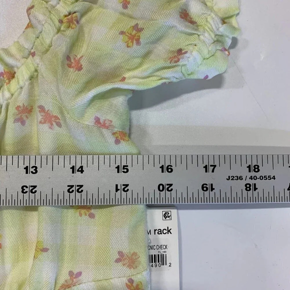 Abound Women's Floral Ruffle Cropped Green Lime Cream in Picnic Check M NWT - Picture 10 of 12